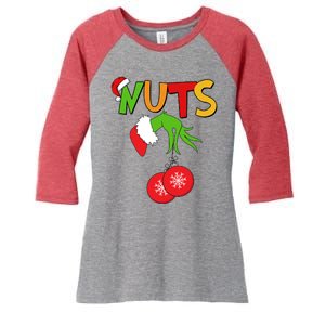 Funny Christmas Nuts Matching Couple Women's Tri-Blend 3/4-Sleeve Raglan Shirt