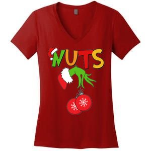 Funny Christmas Nuts Matching Couple Women's V-Neck T-Shirt