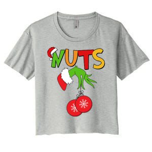 Funny Christmas Nuts Matching Couple Women's Crop Top Tee