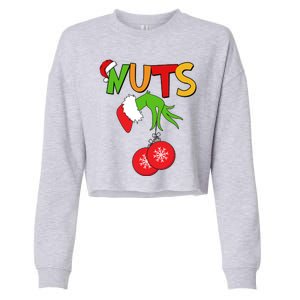 Funny Christmas Nuts Matching Couple Cropped Pullover Crew