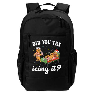 Funny Christmas Nurse Gingerbread Man Did You Try Icing It  Daily Commute Backpack