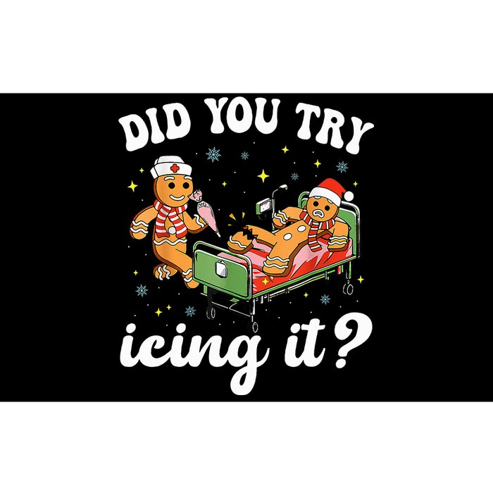 Funny Christmas Nurse Gingerbread Man Did You Try Icing It  Bumper Sticker