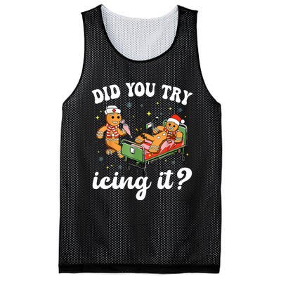 Funny Christmas Nurse Gingerbread Man Did You Try Icing It  Mesh Reversible Basketball Jersey Tank