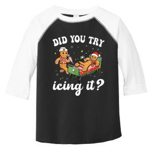 Funny Christmas Nurse Gingerbread Man Did You Try Icing It  Toddler Fine Jersey T-Shirt