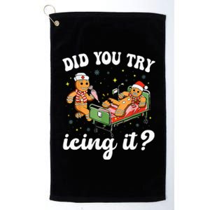 Funny Christmas Nurse Gingerbread Man Did You Try Icing It  Platinum Collection Golf Towel