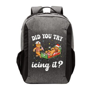 Funny Christmas Nurse Gingerbread Man Did You Try Icing It  Vector Backpack