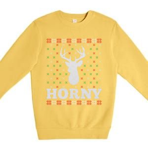 Funny Christmas Naughty Horny Ugly Christmas Gift Premium Crewneck Sweatshirt