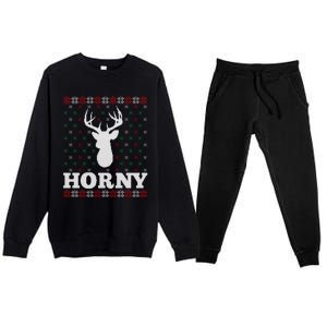 Funny Christmas Naughty Horny Ugly Christmas Gift Premium Crewneck Sweatsuit Set