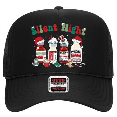 Funny Christmas Nurse Medical Christmas Icu Nicu Rn Er Nurse High Crown Mesh Back Trucker Hat