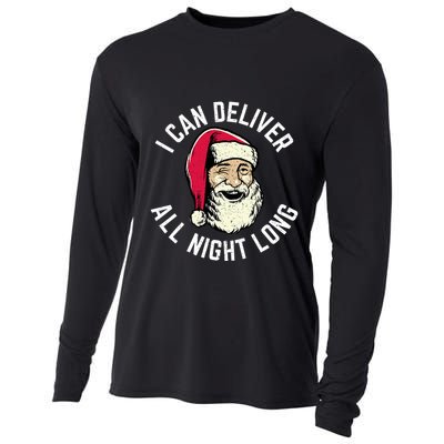 Funny Christmas Naughty Santa I Can Deliver All Night Long Cooling Performance Long Sleeve Crew