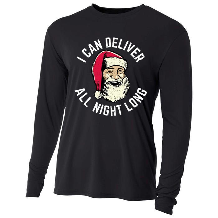 Funny Christmas Naughty Santa I Can Deliver All Night Long Cooling Performance Long Sleeve Crew