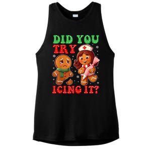 Funny Christmas Nurse Did You Try Icing It Gingerbread Man Ladies PosiCharge Tri-Blend Wicking Tank