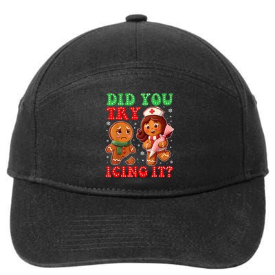 Funny Christmas Nurse Did You Try Icing It Gingerbread Man 7-Panel Snapback Hat