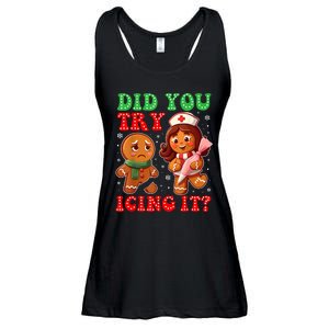 Funny Christmas Nurse Did You Try Icing It Gingerbread Man Ladies Essential Flowy Tank