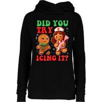 Funny Christmas Nurse Did You Try Icing It Gingerbread Man Womens Funnel Neck Pullover Hood