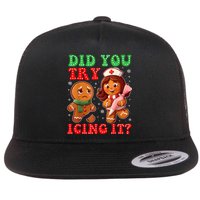 Funny Christmas Nurse Did You Try Icing It Gingerbread Man Flat Bill Trucker Hat