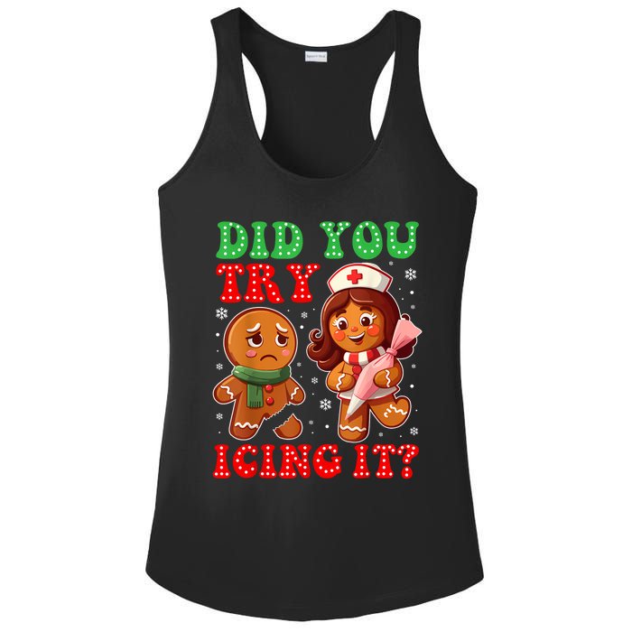 Funny Christmas Nurse Did You Try Icing It Gingerbread Man Ladies PosiCharge Competitor Racerback Tank