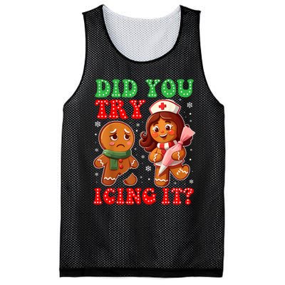 Funny Christmas Nurse Did You Try Icing It Gingerbread Man Mesh Reversible Basketball Jersey Tank