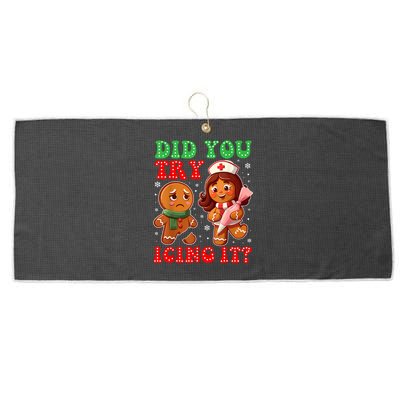 Funny Christmas Nurse Did You Try Icing It Gingerbread Man Large Microfiber Waffle Golf Towel