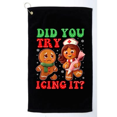 Funny Christmas Nurse Did You Try Icing It Gingerbread Man Platinum Collection Golf Towel