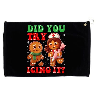 Funny Christmas Nurse Did You Try Icing It Gingerbread Man Grommeted Golf Towel