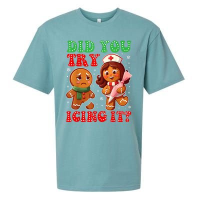 Funny Christmas Nurse Did You Try Icing It Gingerbread Man Sueded Cloud Jersey T-Shirt