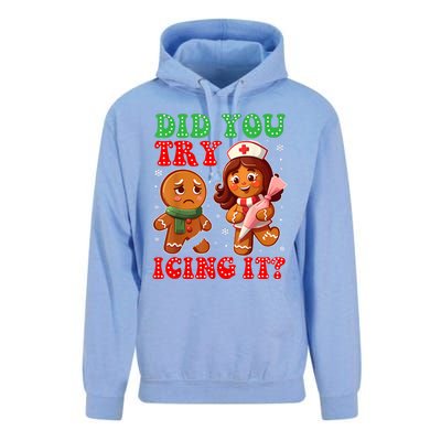 Funny Christmas Nurse Did You Try Icing It Gingerbread Man Unisex Surf Hoodie