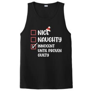 Funny Christmas Nice Naughty Innocent Until Proven Guilty Gift PosiCharge Competitor Tank