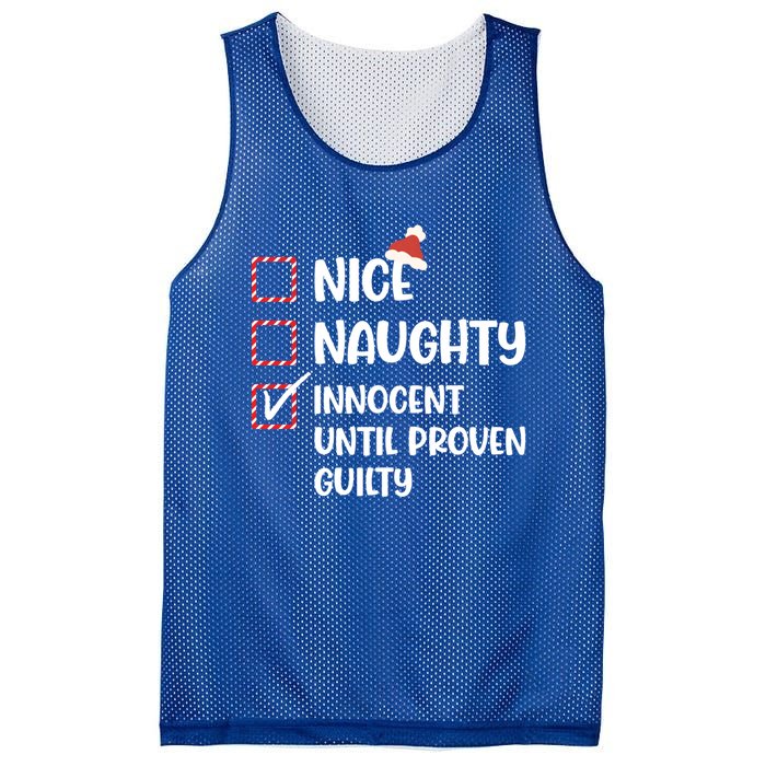 Funny Christmas Nice Naughty Innocent Until Proven Guilty Gift Mesh Reversible Basketball Jersey Tank