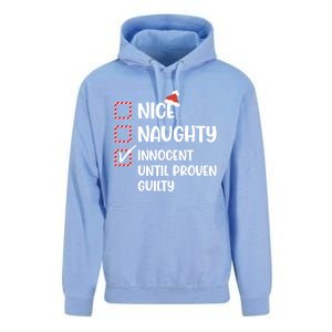 Funny Christmas Nice Naughty Innocent Until Proven Guilty Gift Unisex Surf Hoodie