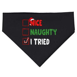 Funny Christmas Nice Naughty I Tried Holiday Xmas 2024 USA-Made Doggie Bandana