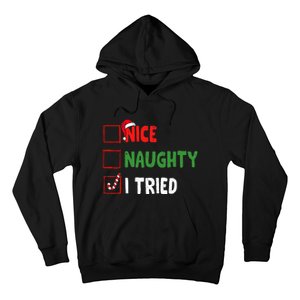 Funny Christmas Nice Naughty I Tried Holiday Xmas 2024 Hoodie