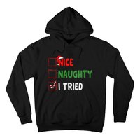 Funny Christmas Nice Naughty I Tried Holiday Xmas 2024 Hoodie