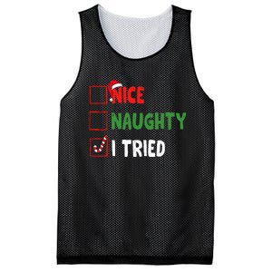 Funny Christmas Nice Naughty I Tried Holiday Xmas 2024 Mesh Reversible Basketball Jersey Tank