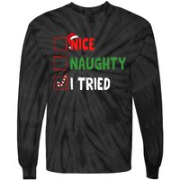 Funny Christmas Nice Naughty I Tried Holiday Xmas 2024 Tie-Dye Long Sleeve Shirt