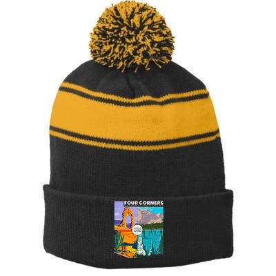 Four Corners National Monument With National Parks Stripe Pom Pom Beanie