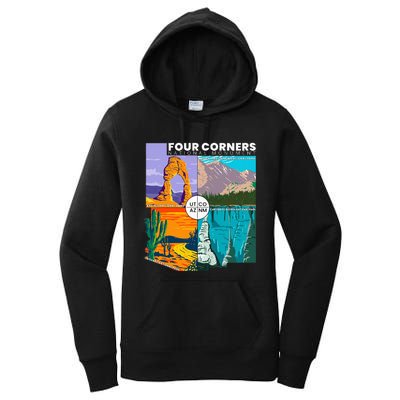 Four Corners National Monument With National Parks Women's Pullover Hoodie