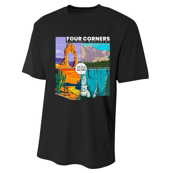 Four Corners National Monument With National Parks Performance Sprint T-Shirt