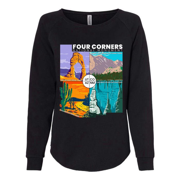 Four Corners National Monument With National Parks Womens California Wash Sweatshirt