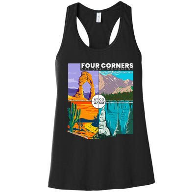 Four Corners National Monument With National Parks Women's Racerback Tank