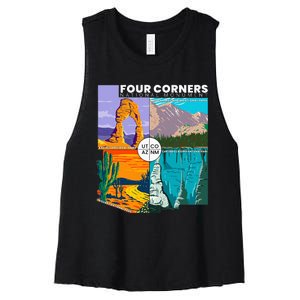 Four Corners National Monument With National Parks Women's Racerback Cropped Tank