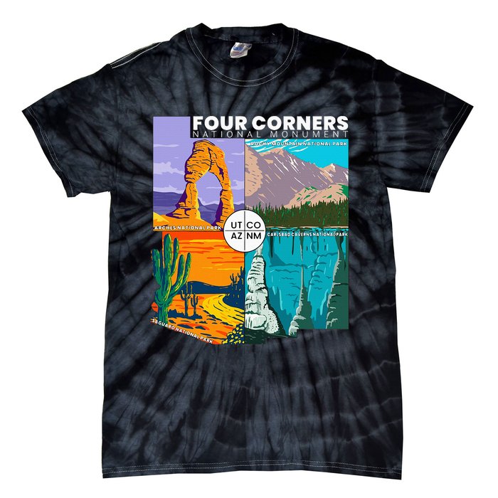 Four Corners National Monument With National Parks Tie-Dye T-Shirt