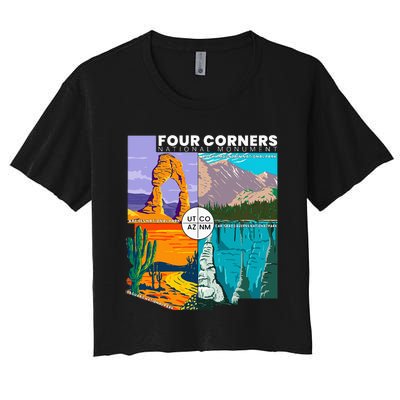 Four Corners National Monument With National Parks Women's Crop Top Tee