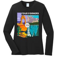 Four Corners National Monument With National Parks Ladies Long Sleeve Shirt