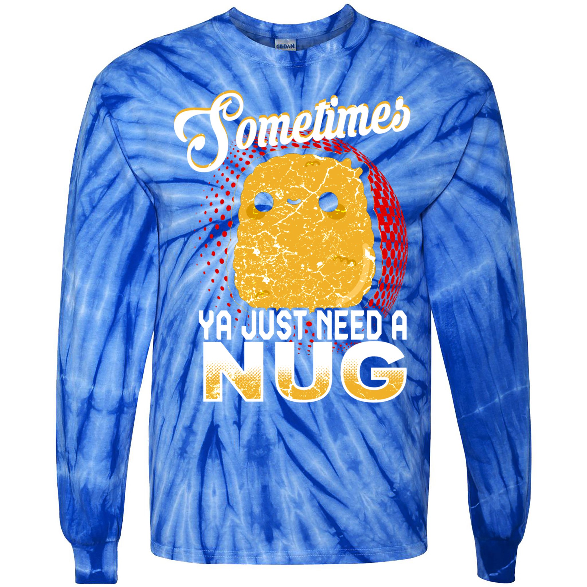 Funny Chicken Nugget Fast Food Cool Gift Tie-Dye Long Sleeve Shirt