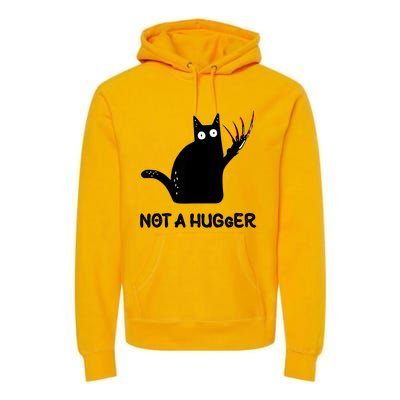 Funny Cat Not A Hugger Sarcastic Cat Saying Humor Joke Premium Hoodie