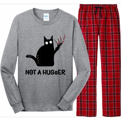 Funny Cat Not A Hugger Sarcastic Cat Saying Humor Joke Long Sleeve Pajama Set