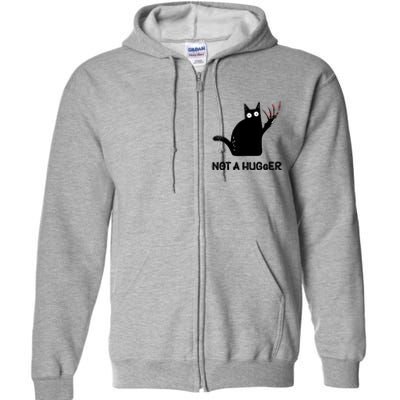 Funny Cat Not A Hugger Sarcastic Cat Saying Humor Joke Full Zip Hoodie