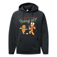 Funny Christmas Nurse Did You Try Icing It Gingerbread Man Performance Fleece Hoodie