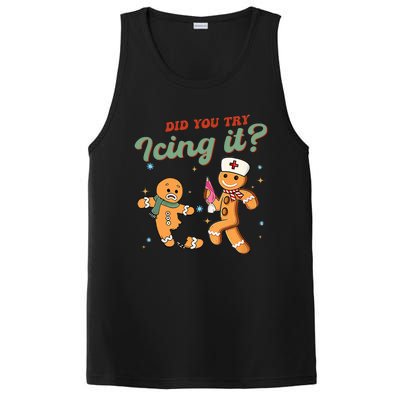 Funny Christmas Nurse Did You Try Icing It Gingerbread Man PosiCharge Competitor Tank